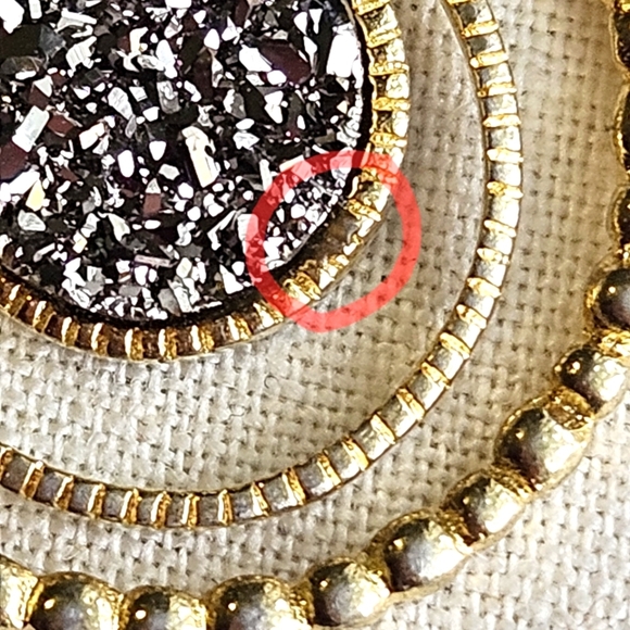 Gold over sterling CZ & druzy pendant - Picture 9 of 10